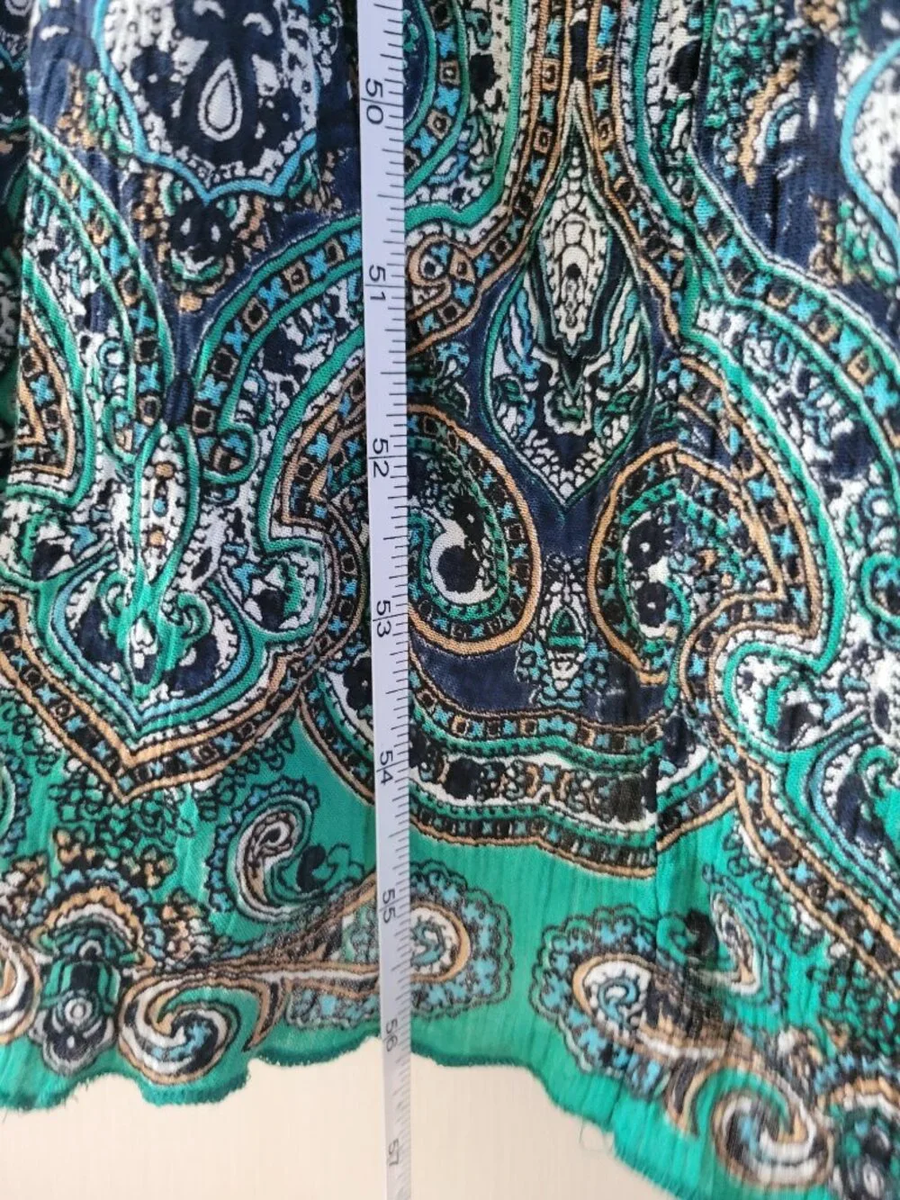 Bila Boho Paisley Floral Maxi Dress Crochet Neckline Drawstring Waist sz XL Navy - Picture 7 of 10